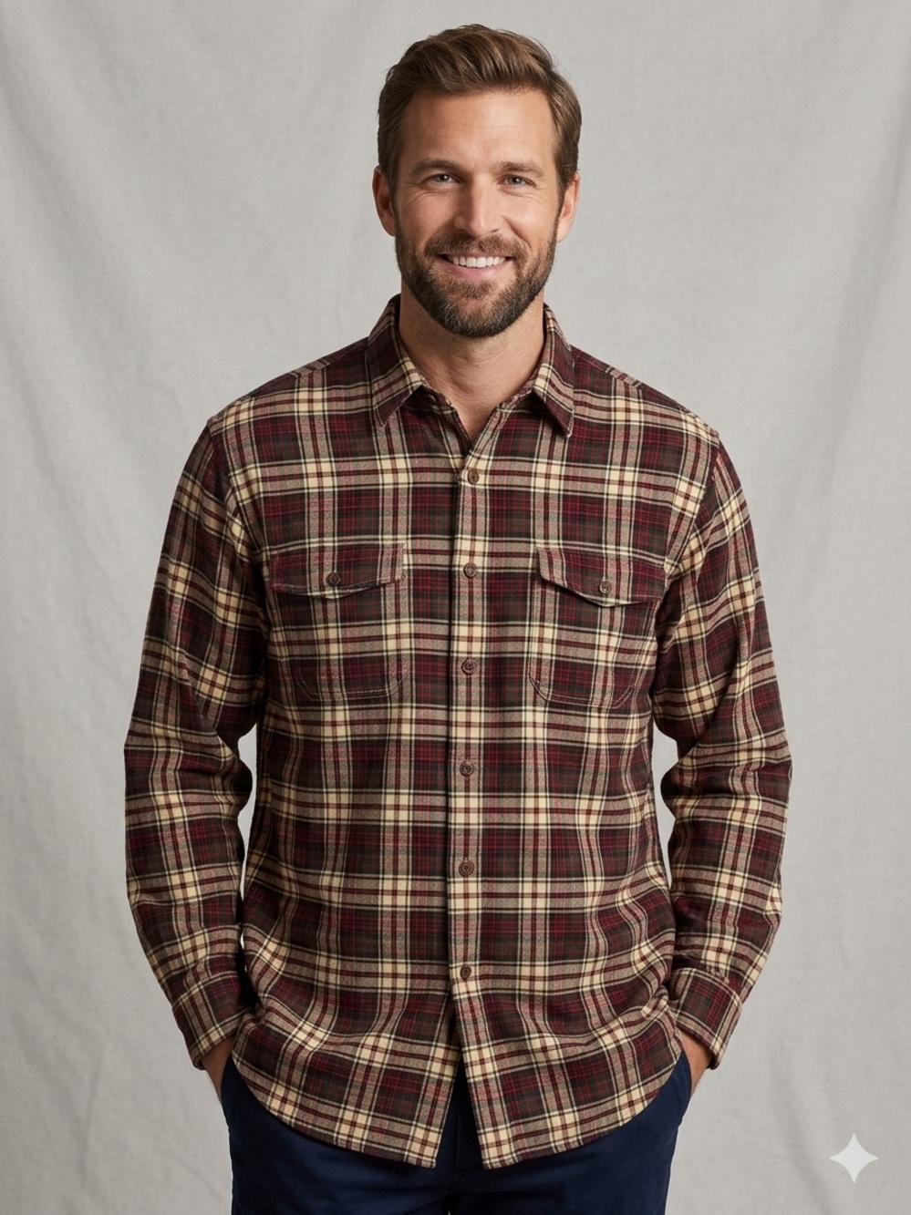 Polo Ralph Lauren 100% Cotton Stanfield Plaid Button-Down Workshirt (XL)